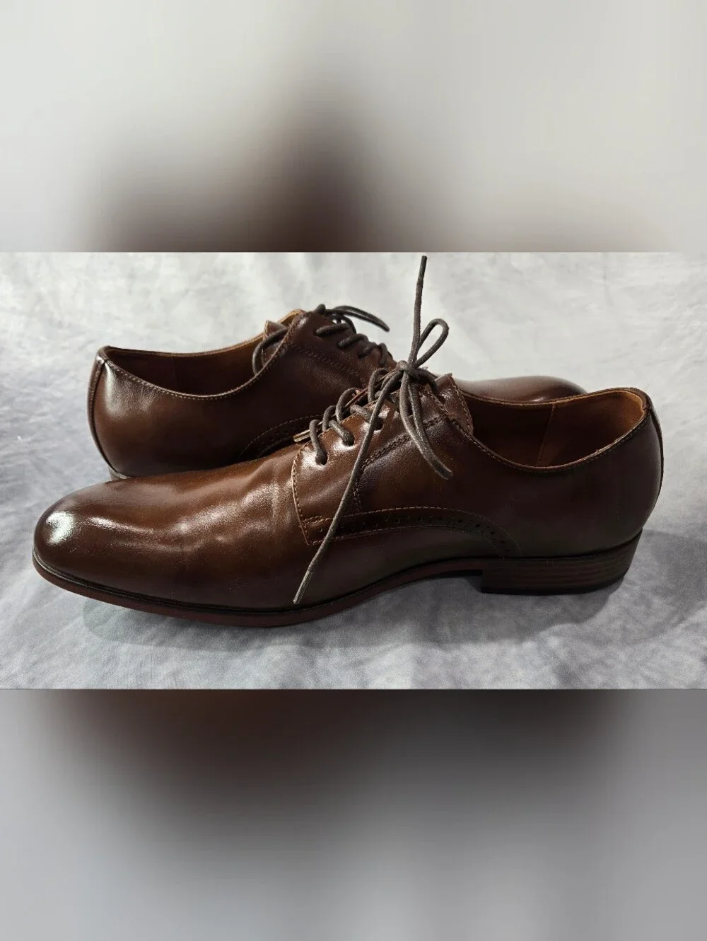 Van Heusen brown plain-toe derby dress shoes